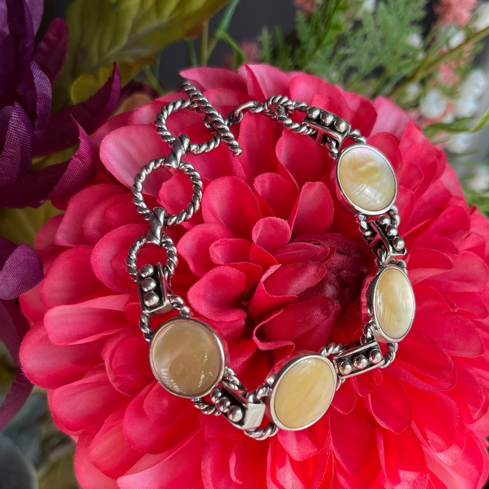 Unique Sterling Silver & Mother of Pearl Bracelet!